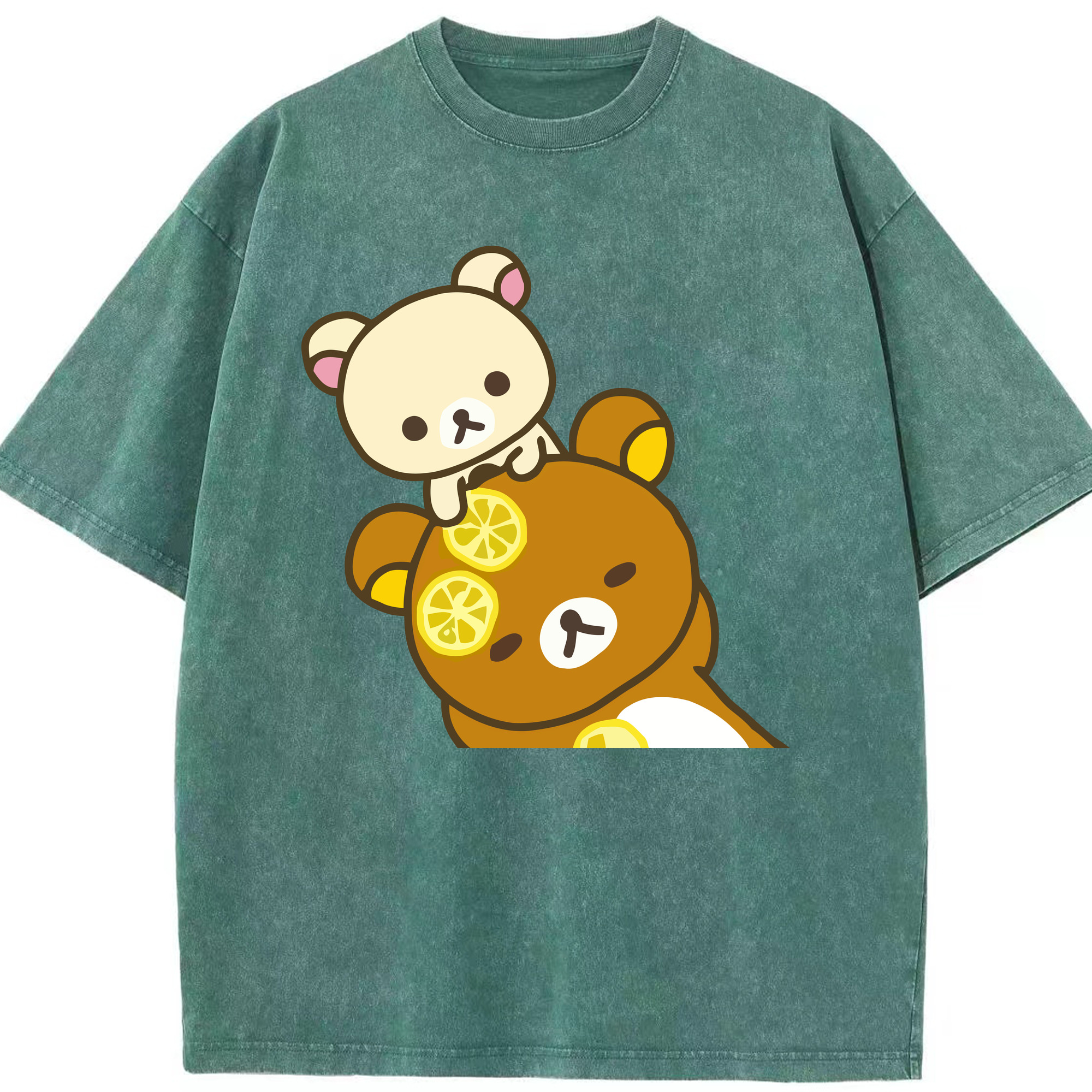 （画像用） リラックマ リラックマ キイロイトリ Rilakkuma Korilakkuma Kiiroitori 綿100% ヴィンテージ風 半袖Tシャツ（フロントプリント）